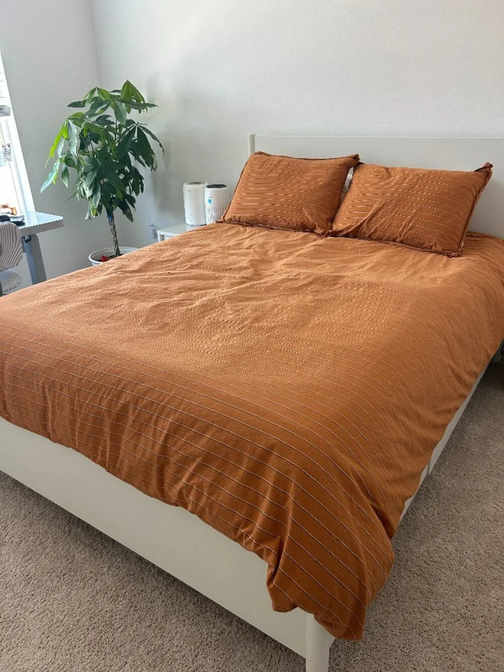 Dione Striped Chambray Cotton Duvet Cover Set | Washed Cotton Bedding